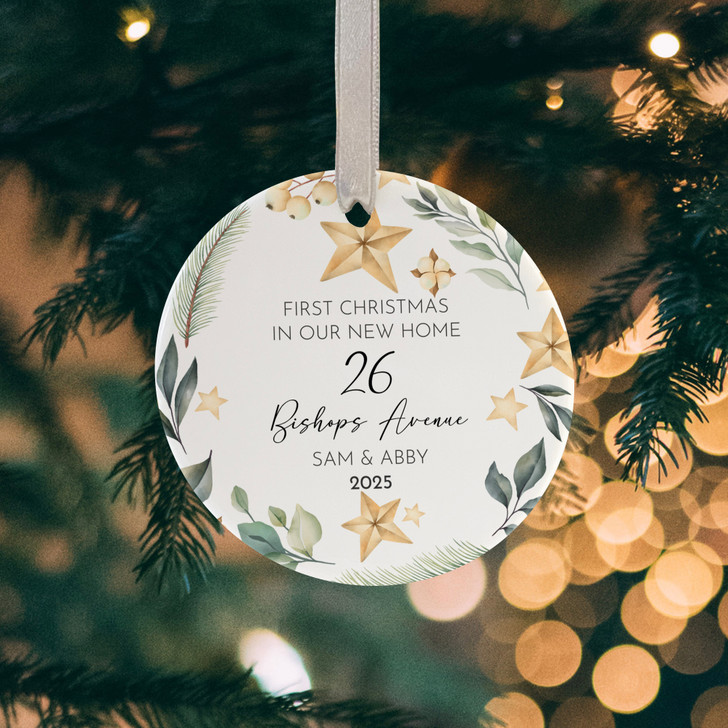 Personalised New Home First Christmas Decoration, 1st Christmas In Our New Home, Xmas Bauble Gift