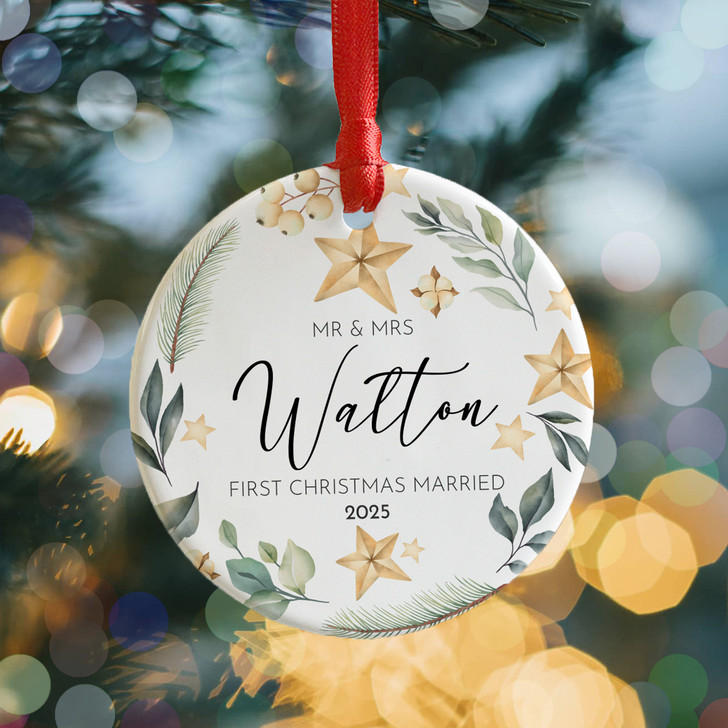 Personalised First Christmas Married Bauble, Mr & Mrs First Christmas Bauble, Newly Married 1st Xmas Keepsake Bauble Gift For MR and MRS
