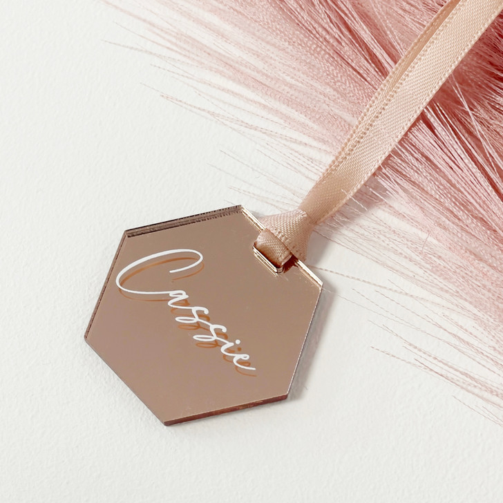 Personalised Acrylic Hexagon Wedding Favour Tags