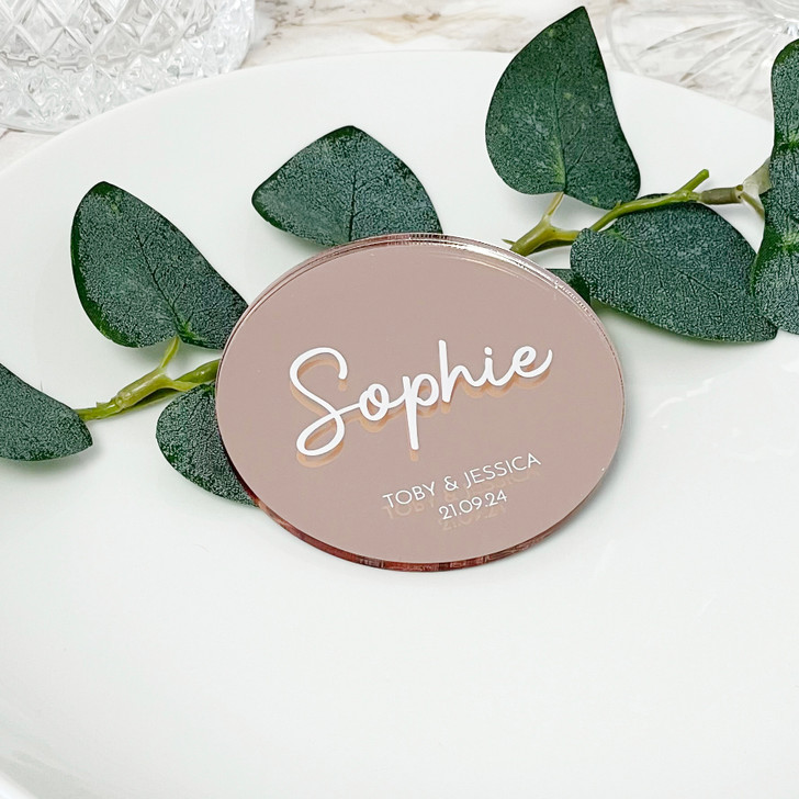 Personalised Luxury Rose Gold Acrylic Wedding Party Place Names