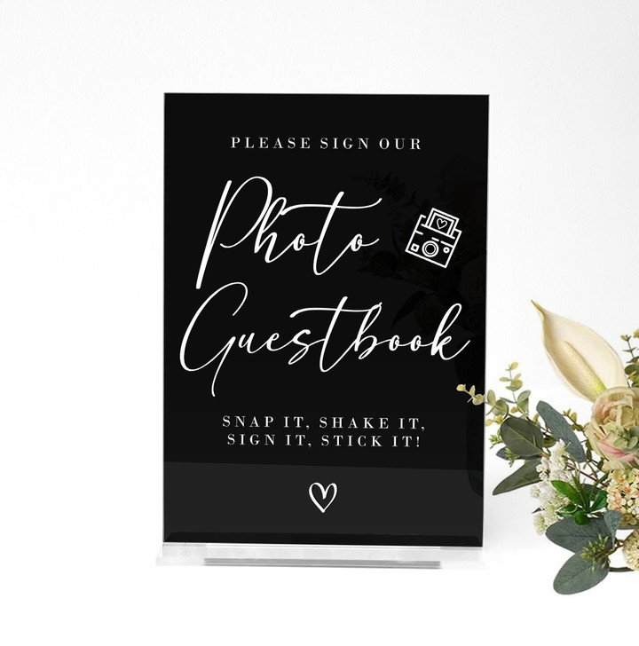 Luxury Custom Acrylic Wedding Photo Guest Book Sign, Polaroid Guestbook Sign