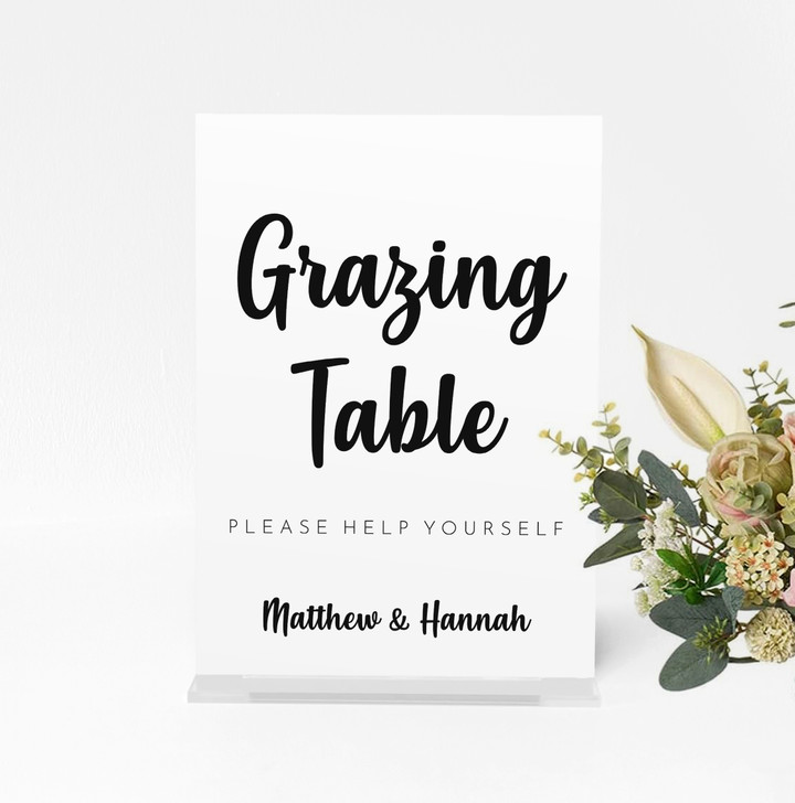 Custom Personalised Acrylic Wedding Grazing Table Food Sign