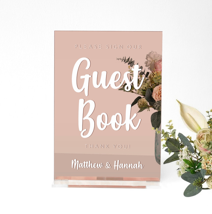 Custom Personalised Acrylic Wedding Guest Book Table Sign