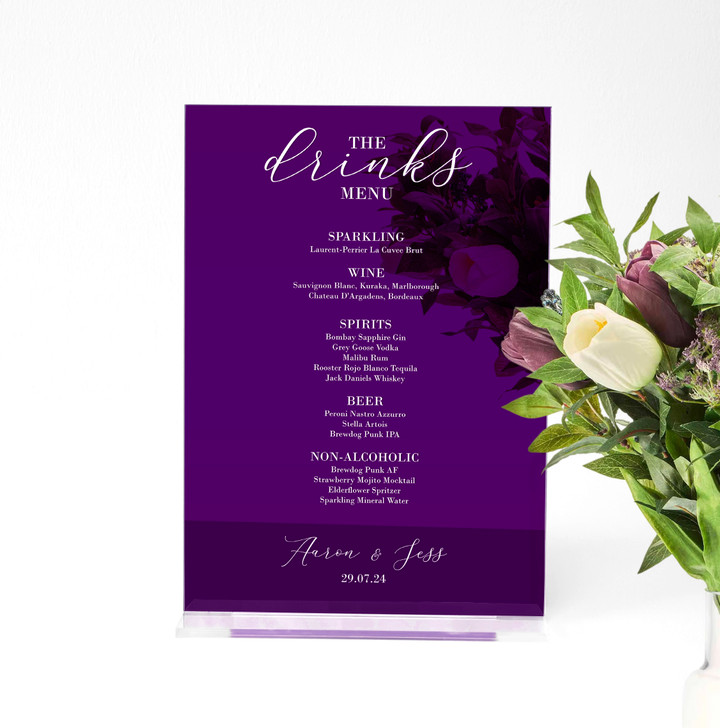 Luxury Drinks Menu Sign for Wedding & Events