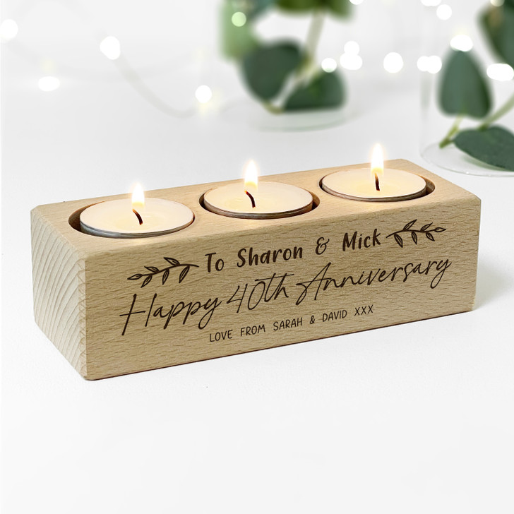 Personalised Engraved Anniversary Tealight Candle Holder Gift