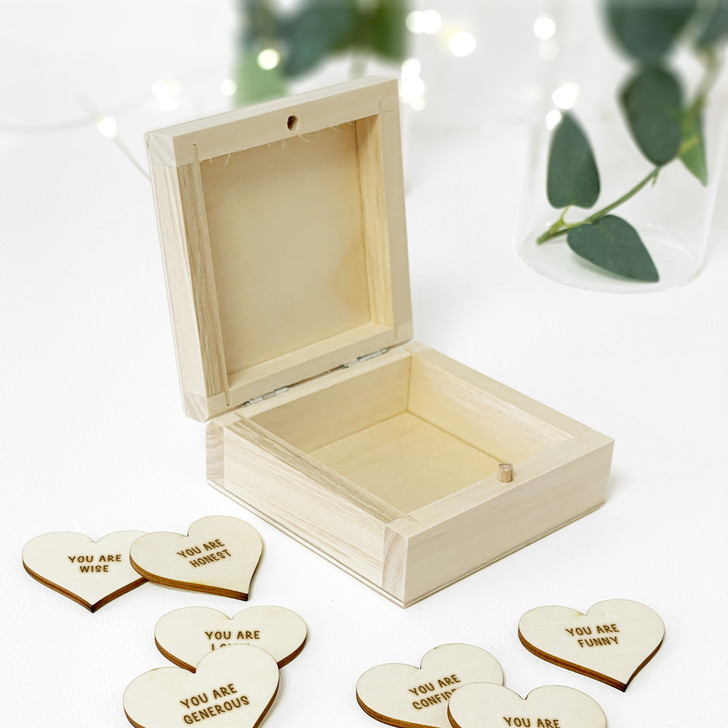 Personalised 10 Reasons Why I Like You Wooden Box and Hearts Gift