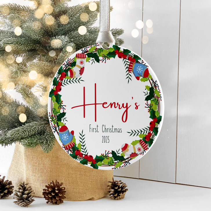 Personalised Baby's First Christmas Bauble, Keepsake Xmas Tree Ornament Gift