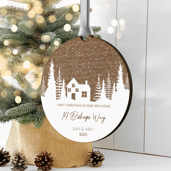 Personalised First Christmas New Home Wooden Xmas Decoration, 1st Xmas New Home Gift