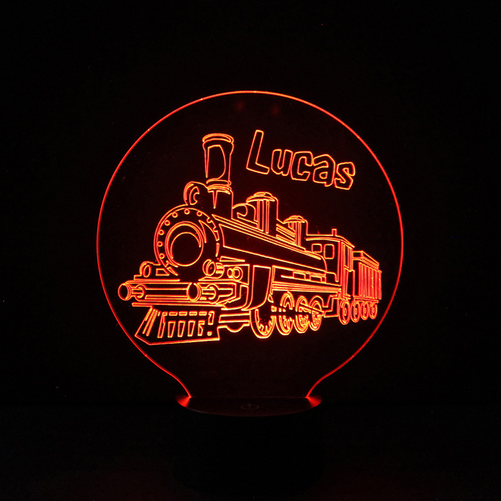 Personalised Steam Train Night Light, Colour Changing Lamp For Kids Bedroom