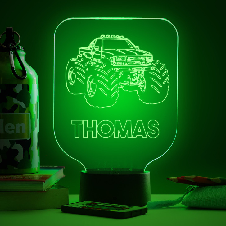 Personalised Monster Truck Night Light Colour Changing Lamp For Kids Bedroom