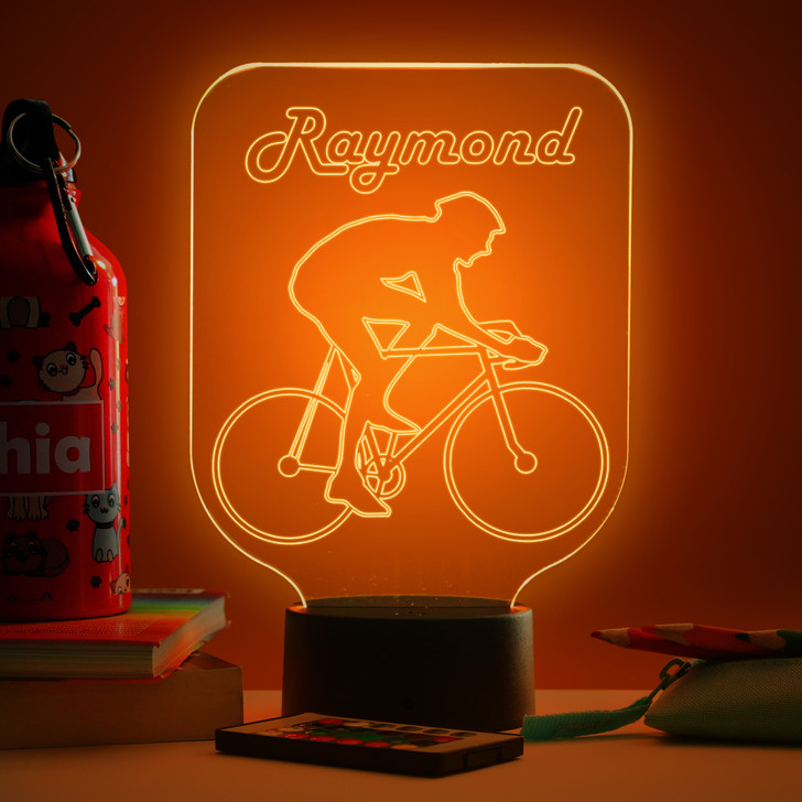 Personalised Cycling Night Light, Colour Changing Lamp For Kids Bedroom