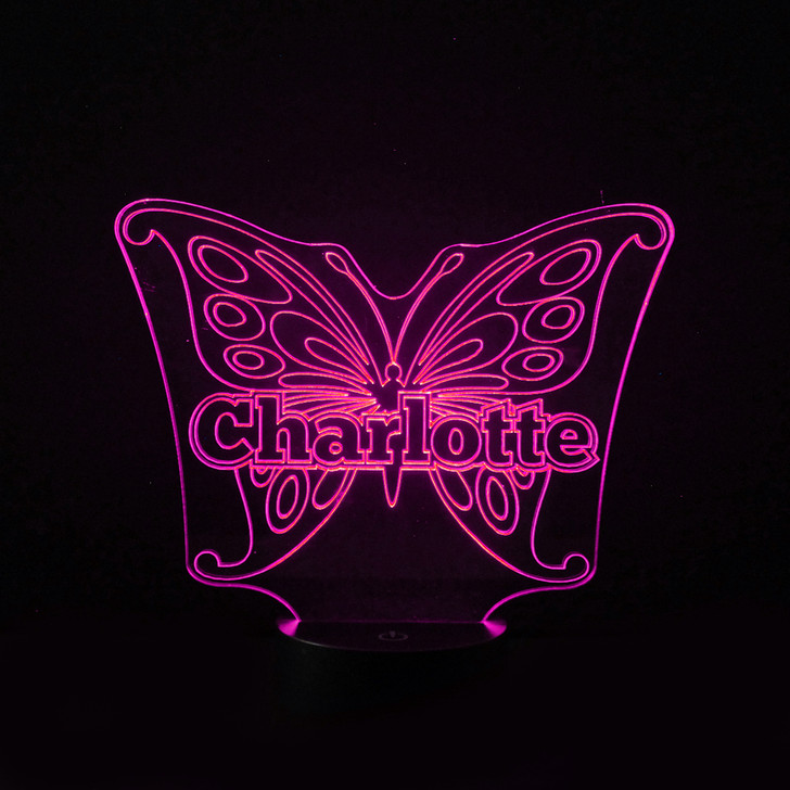 Personalised Butterfly Night Light, Colour Changing Girls Lamp For Kids Bedroom