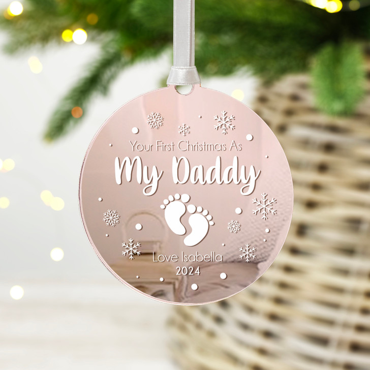 Personalised First Christmas As My Daddy Mirror Bauble 1st Xmas Keepsake Gift