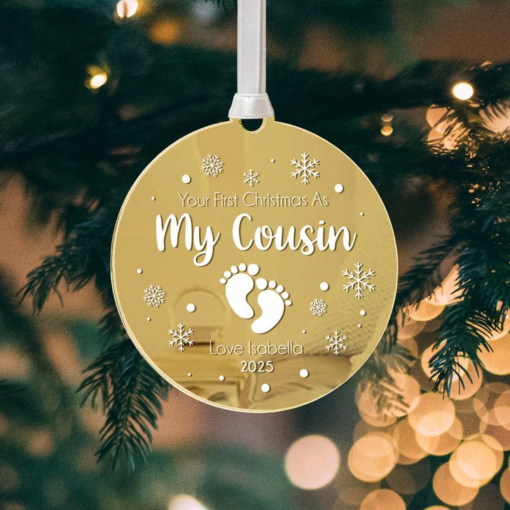 Personalised First Christmas As My Cousin Mirror Bauble 1st Xmas Keepsake Gift