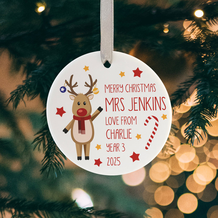 Personalised Teachers Christmas Decoration Gift From Child, Nusery Teacher Christmas Gift Idea, School Xmas Bauble Thank You Teacher Gift