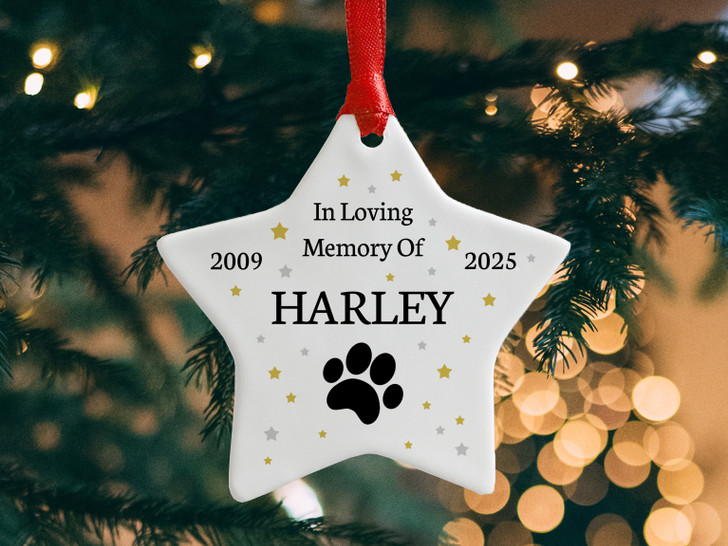 Personalised Memorial Bauble For Dog or Cat, Christmas Tree Decoration