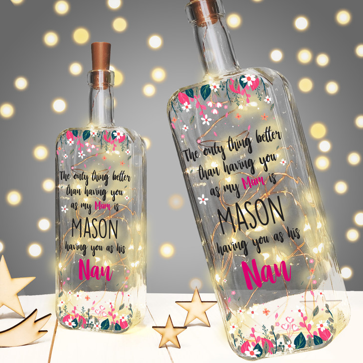 Personalised Light Up Bottle Mother's Day or Birthday Gift For Nan