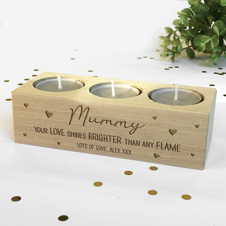 Personalised Tealight Candle Holder Gift, Your Love Shines Brighter Than Any Flame