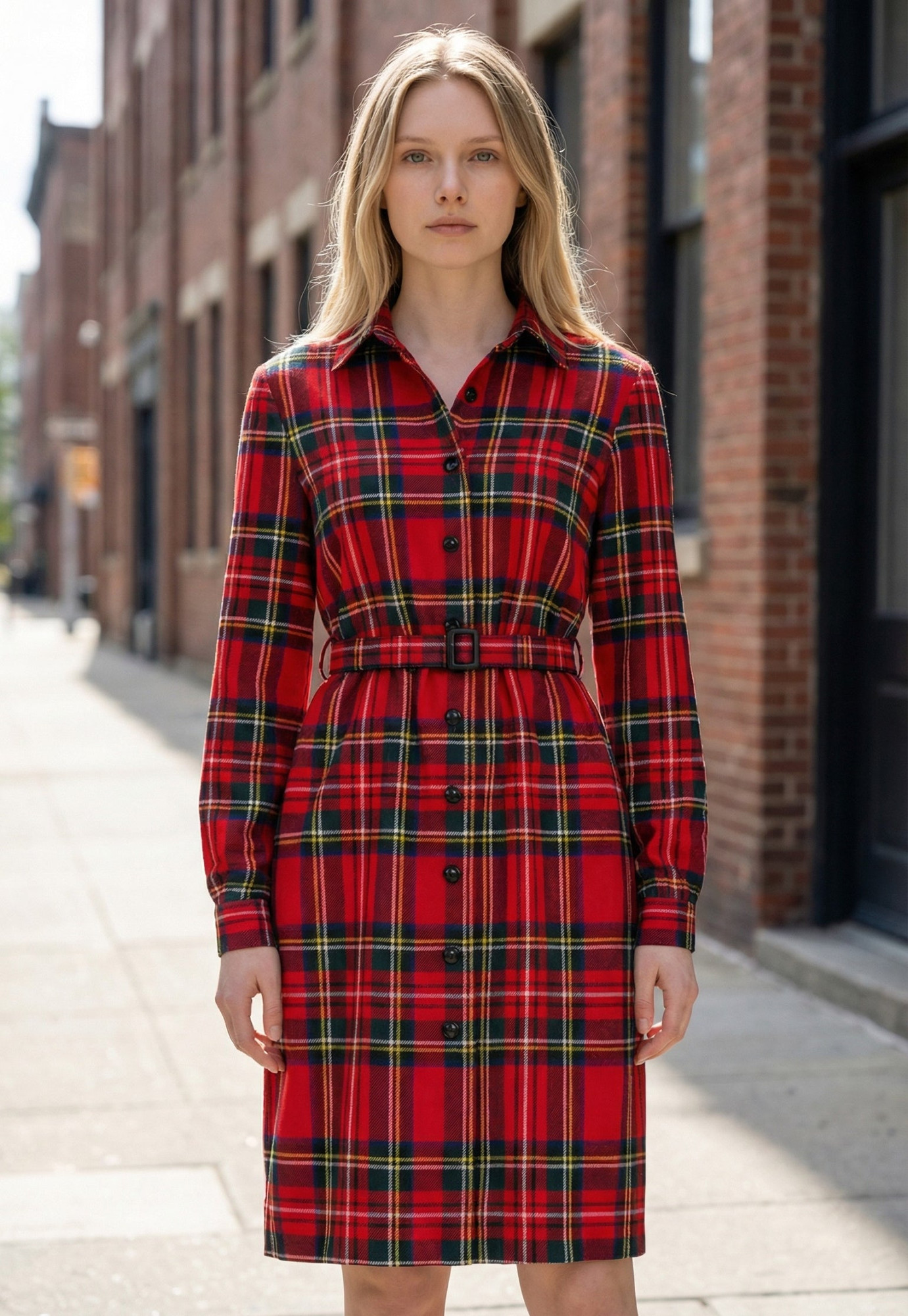 plaid shirt dress MacKenzie Button-Front smart_tag-Clothing Hand Wash Cold Pants Size:31 R Beaded Dresses & Gowns Checked