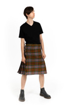 Andover Bespoke Kilt worn with a black T-shirt, three-quarter view