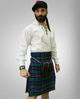 Man in Ferguson tartan kilt with white laced shirt, sporran and bonnet