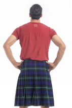 Back view of Forbes tartan kilt showing pleats