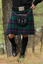 Armstrong Bespoke Kilt, close-up of the sporran, chain and buckle belt
