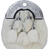 White Rabbit Fur Sporran With Five Tassels - Full Dress tassels