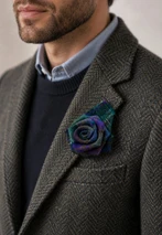 Gordon Tartan Rose Brooch