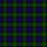 Close-up of navy and green tartan fabric with red and white lines for a bespoke kilt