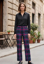 Hamilton Ladies Wide Tartan Trouser with Turn Up