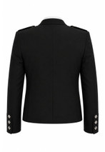 Back of black Kilkenny jacket with epaulettes and decorative cuff buttons