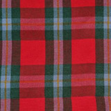 Close-up of navy and green tartan fabric with red and white lines for a bespoke kilt