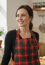 Multiple Pockets Tartan Apron