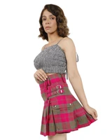 Pleated Plaid Utility Mini Skirt - left side view