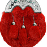 Red Rabbit Fur Full Dress Sporran tassels
