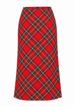 Royal Stewart Beige Plaid Midi Skirt