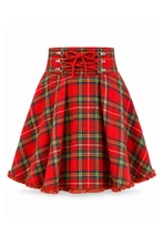 Royal Stewart Lace-Up Plaid Skirt