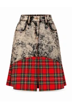 Royal Stewart Midi Denim Tartan Skirt For Decent Girl