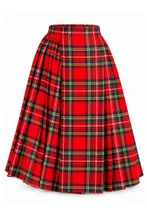 Royal Stewart Tartan Pleated Midi Skirt