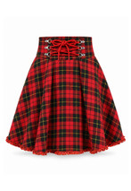 Wallace Lace-Up Plaid Skirt
