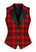 Wallace Women's Tartan Waistcoat with Lapels