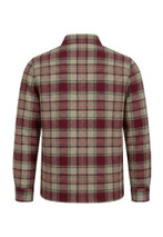 Burgundy and beige check brushed cotton flannel shacket, back view