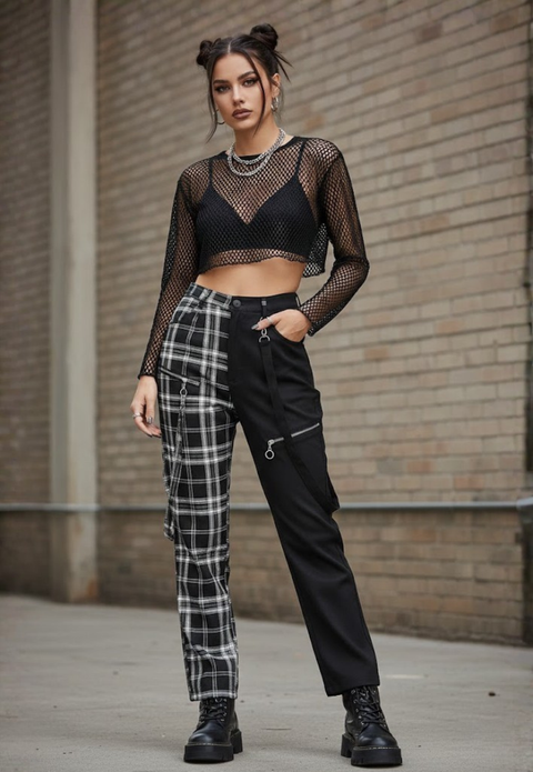 Gothic and Grunge Plaid Pants in Lindsay Tartan