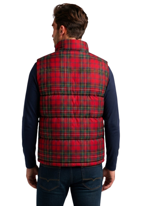 Lindsay Plaid Sleeveless Puffer Jacket