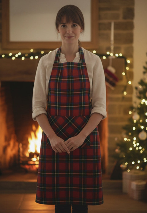 Lindsay Tartan Apron with Large Front Pocket