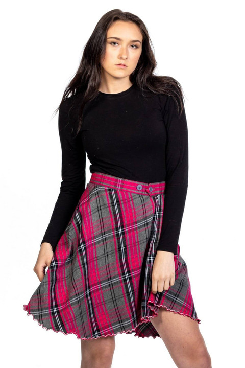 Lindsay Tartan Skirt With Front Buttons