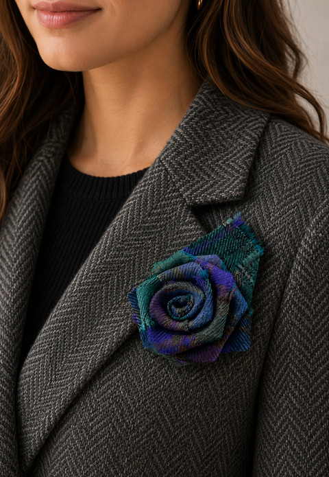 Lindsay Tartan Rose Brooch