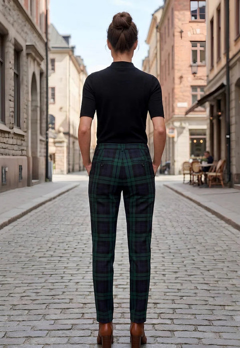 Lindsay Women's Slim Cut Tartan Trousers