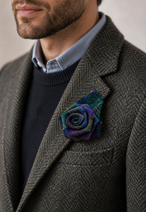 MacDonald Tartan Rose Brooch